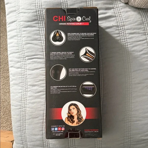 CHI Spin N Curl 1 Inch Ceramic Rotating Curler Onyx Black CA2312 NEW - Picture 4 of 5